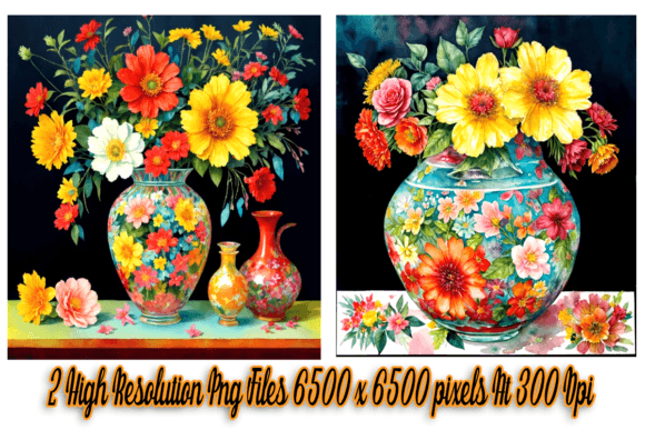Download Watercolor Flowers in Vase Set of 2 - Set Collection